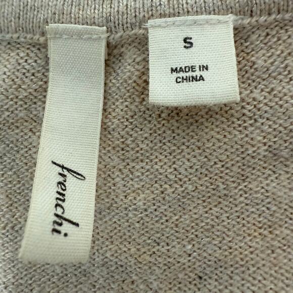 Frenchi Tan Metallic Long Cardigan Women’s Small Sparkle Knit Open Sweater - Picture 3 of 7